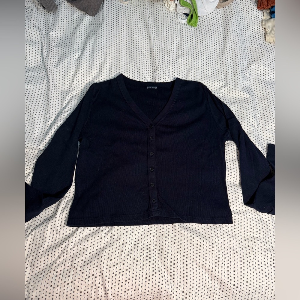 Brandy Melville Navy V-Neck Top